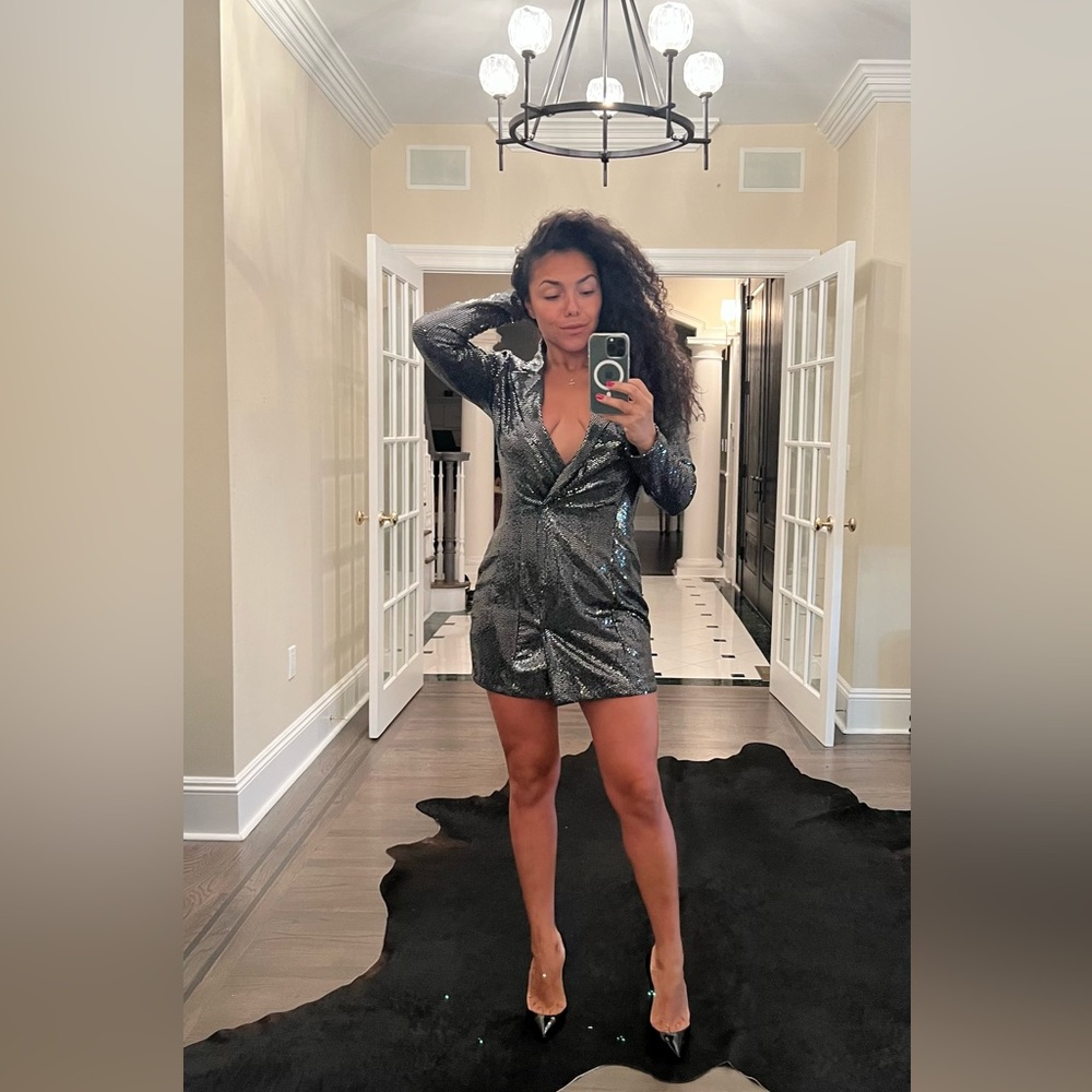 Divided by H&M exclusive sequin dress in silver/ black